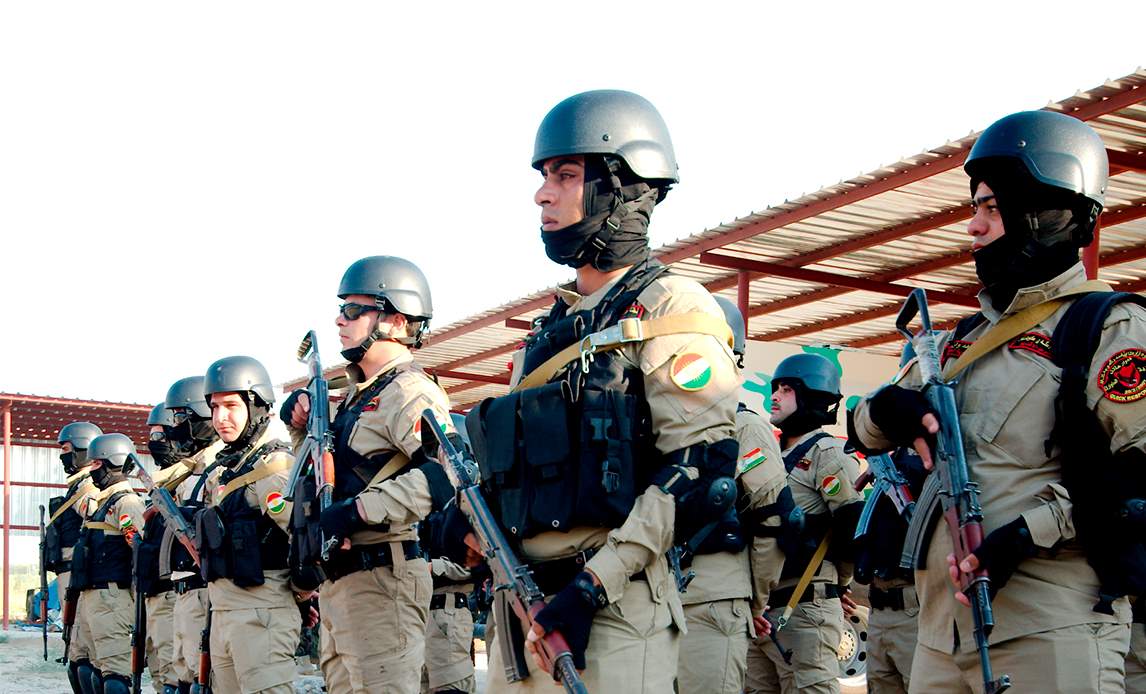 Pershmega special forces gathered near Syria on June 23, 2014.